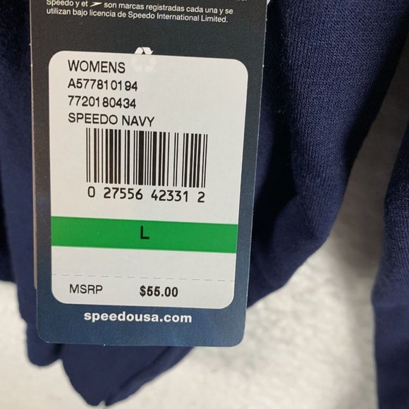 Speedo Crop Hoodie Women's Large Navy‎ Blue Polyester Stretch Long Sleeve 6788 - Picture 4 of 7